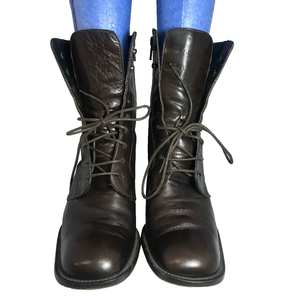 Joan and David Brown Leather Lace-Up Boots size EU39